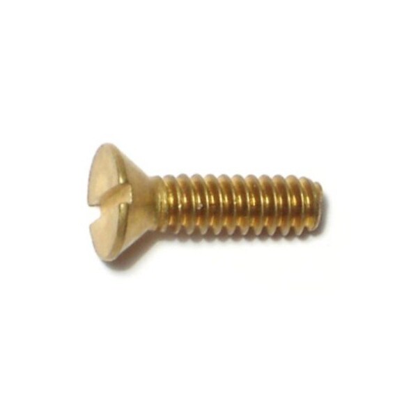 Midwest Fastener #6-32 x 1/2 in Slotted Flat Machine Screw, Plain Brass, 40 PK 61992 - main